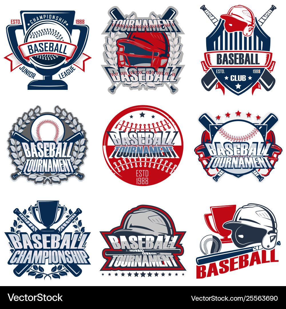 Baseball Badge Set - Tournament Icons vector image