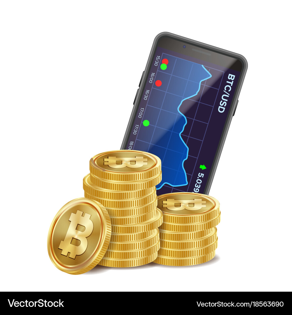 Bitcoin trading chart 3d coins currency – Royalty-Free Vector | VectorStock