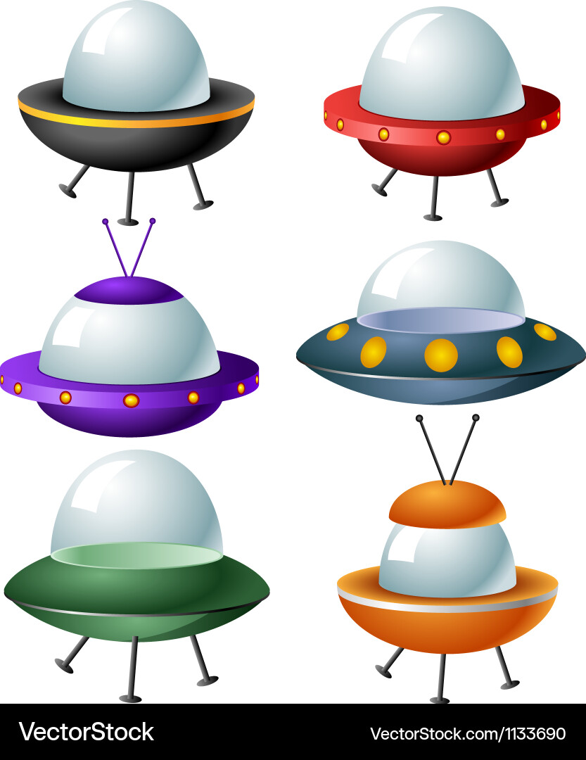 Cartoon ufo set Royalty Free Vector Image - VectorStock