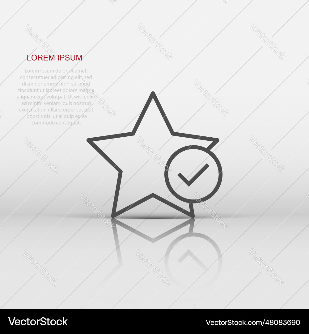Check mark with star icon in flat style add Check mark with star icon in flat style add Vector Image