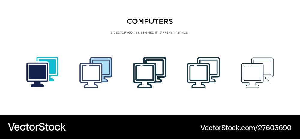 Computers icon in different style two colored Computers icon in different style two colored vector image