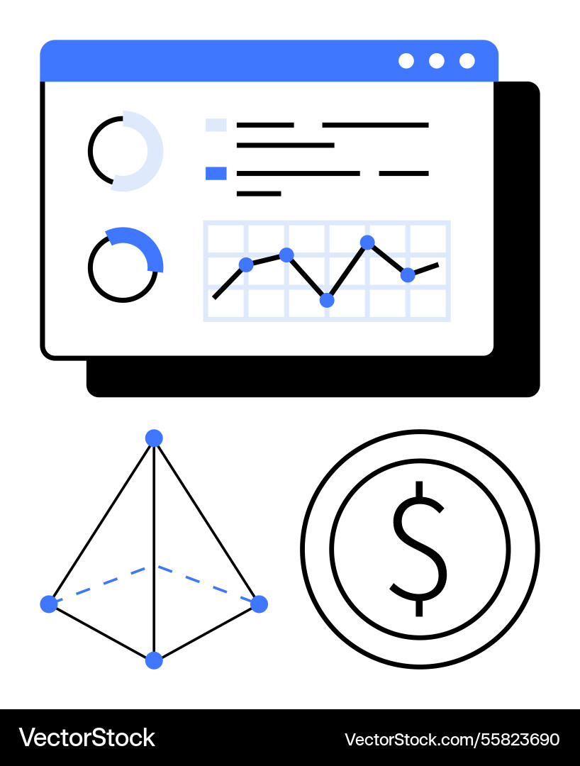 Financial dashboard with analytics graphs Financial dashboard with analytics graphs vector image