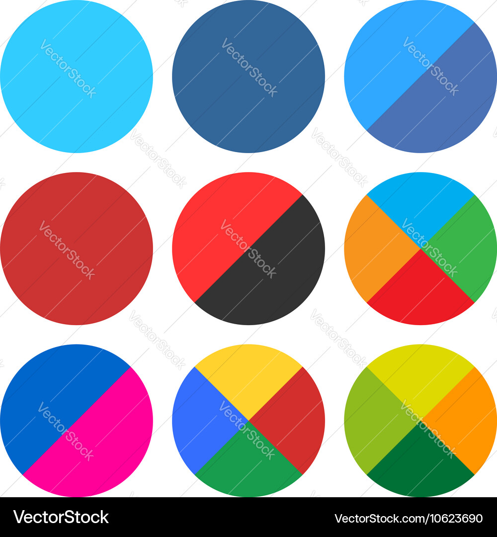 Flat blank round icon set web button Vector Image
