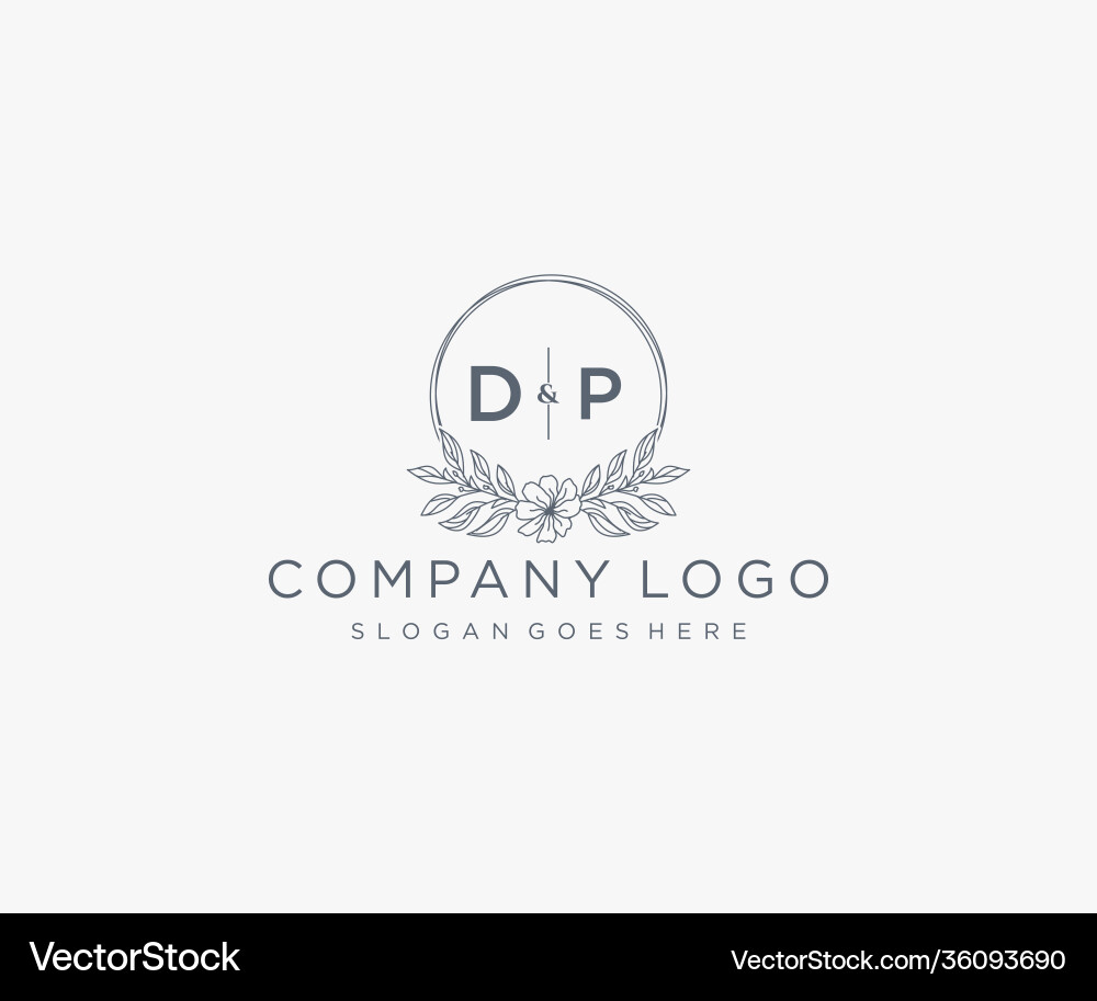 Initial dp letters floral frames unique Vector Image