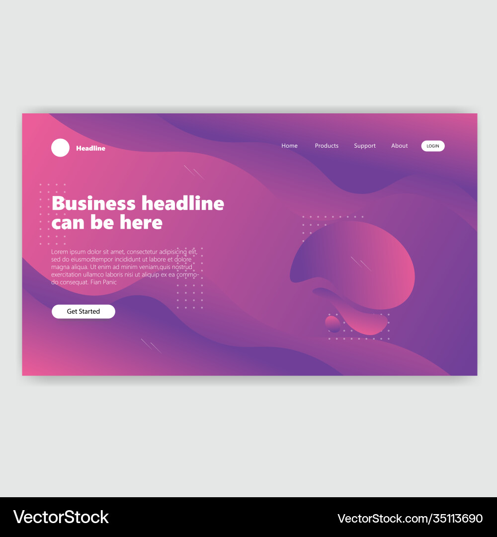 Landing page template with gradient modern webpage Vector Image