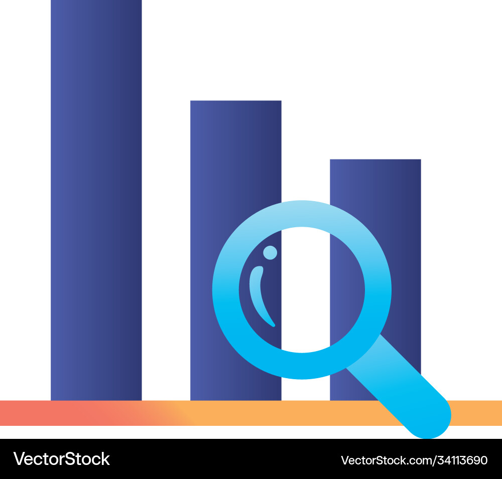 Lupe with bars chart gradient style icon Lupe with bars chart gradient style icon vector image