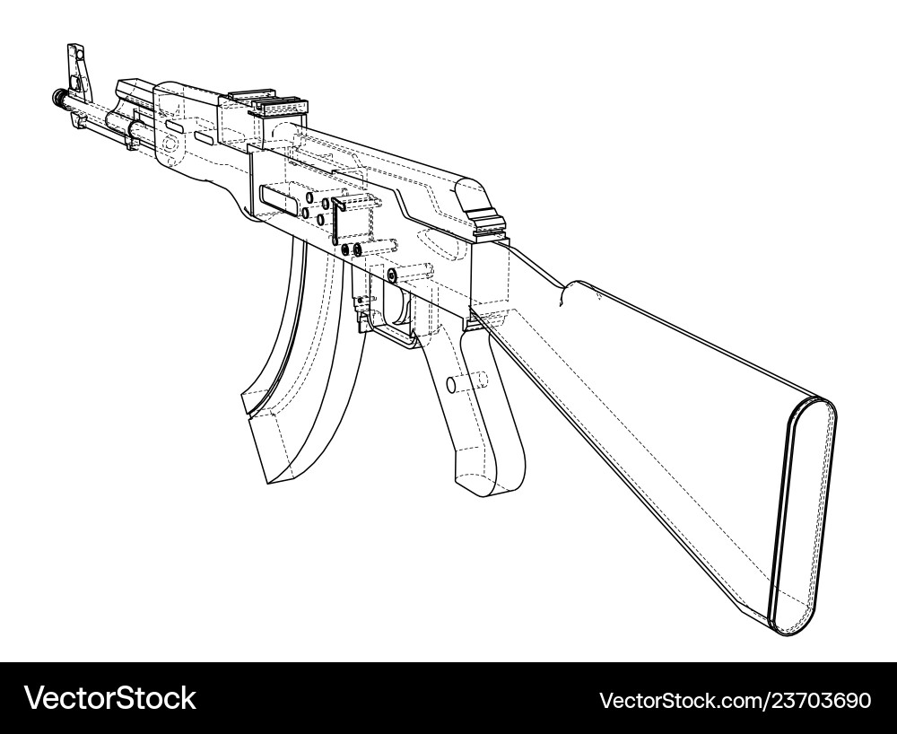 Machine gun rendering of 3d vector image