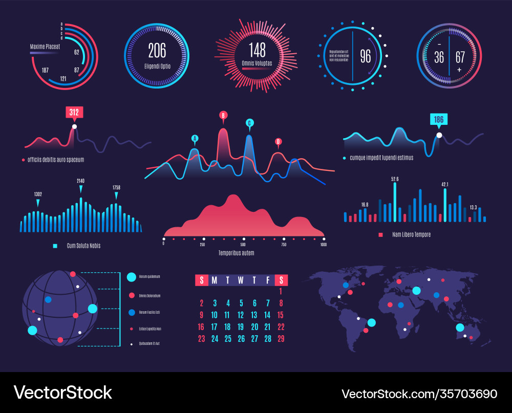 Modern Monitoring Dashboard Template Vector Image