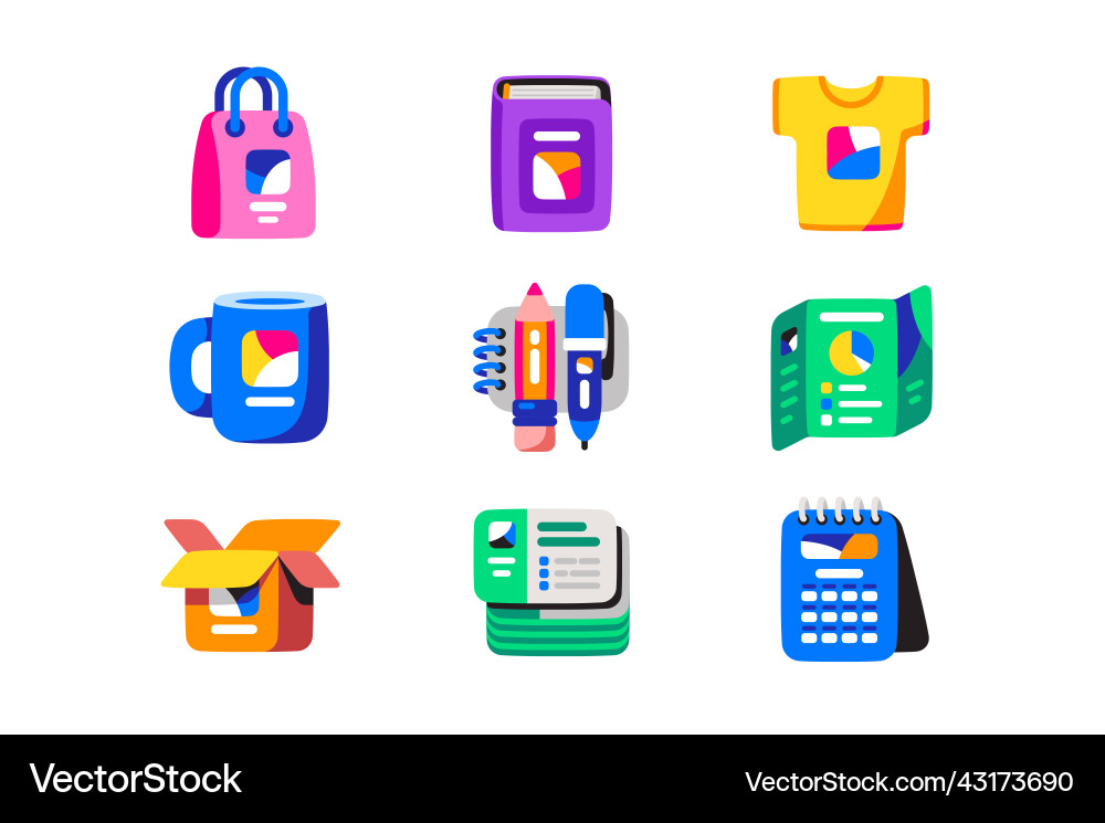 Printing on various types of surfaces icon set Printing on various types of surfaces icon set vector image