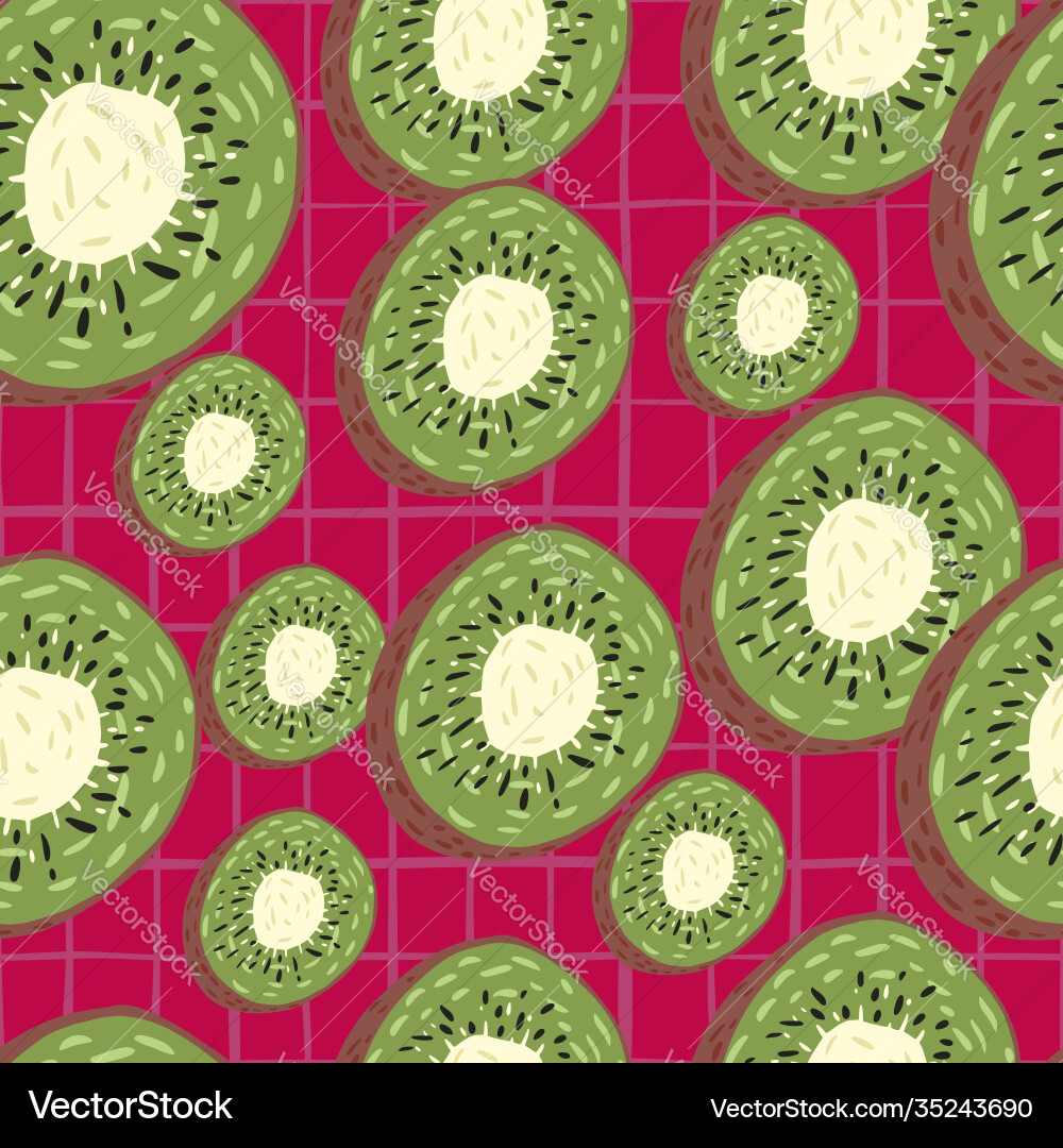 Random seamless pattern with green kiwi slices Random seamless pattern with green kiwi slices vector image