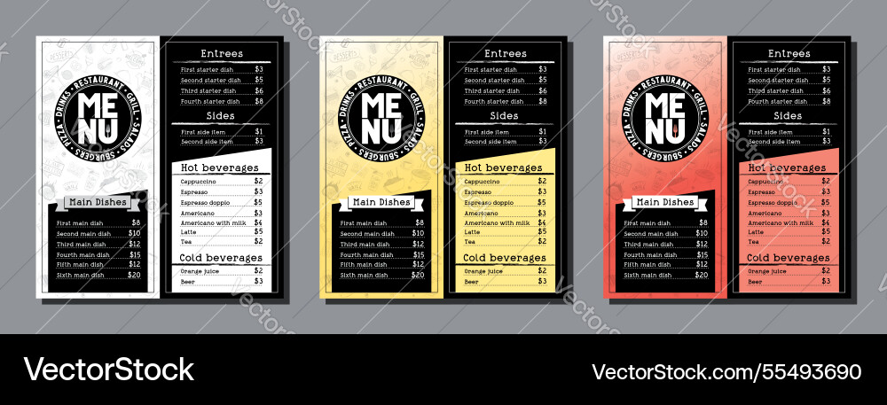 Restaurant menu card template in dl format Restaurant menu card template in dl format vector image