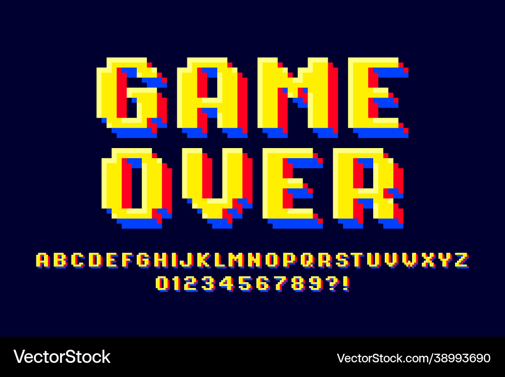 Retro Pixel Arcade Font - 8-Bit Style vector image