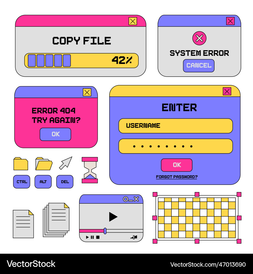 Retro user interface elements set - tabs buttons Retro user interface elements set - tabs buttons vector image