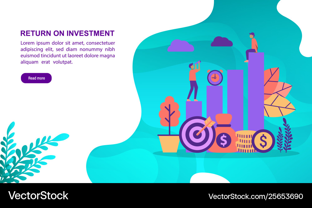 Return on investment concept with character Return on investment concept with character vector image