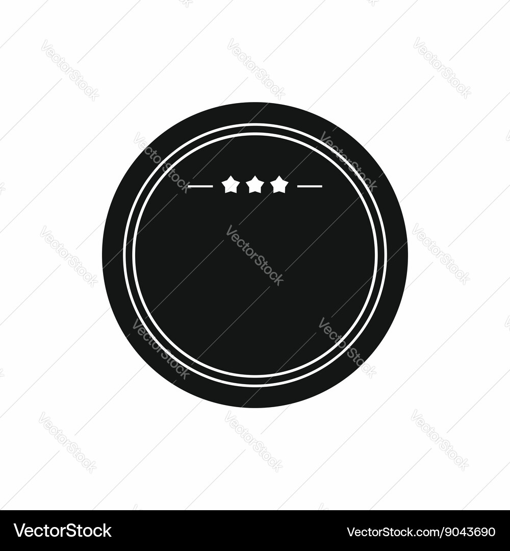Round badge with three stars icon simple style vector image