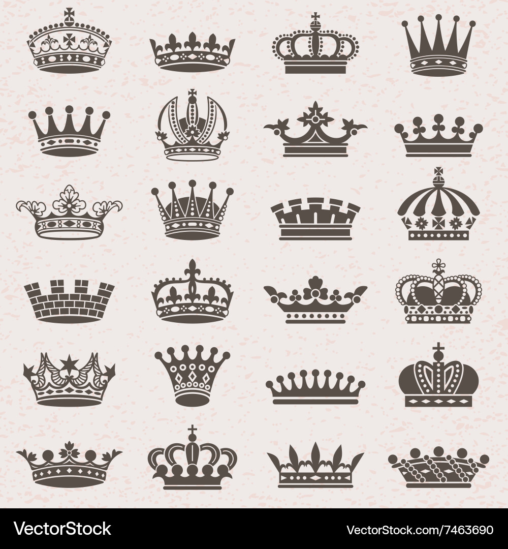 Royal Crown Icon Set Royalty Free Vector Image