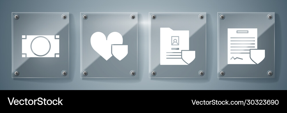 Set contract with shield document Set contract with shield document vector image