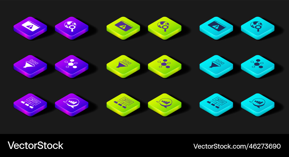 Set data analysis pie chart infographic binary Set data analysis pie chart infographic binary Vector Image