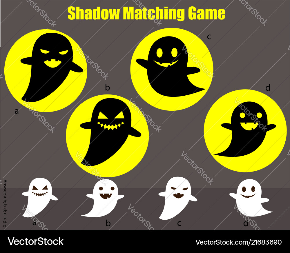 Shadow matching game kids activity with ghosts Vector Image