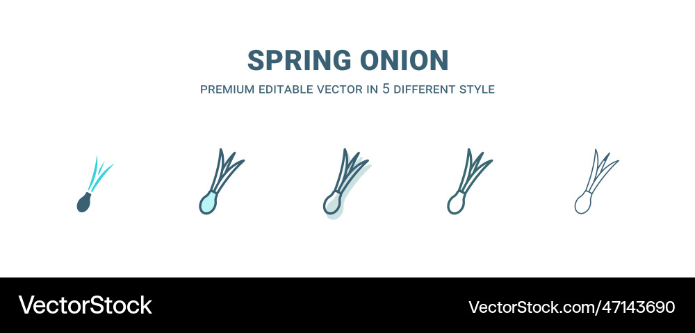 Spring onion icon in 5 different style outline Vector Image