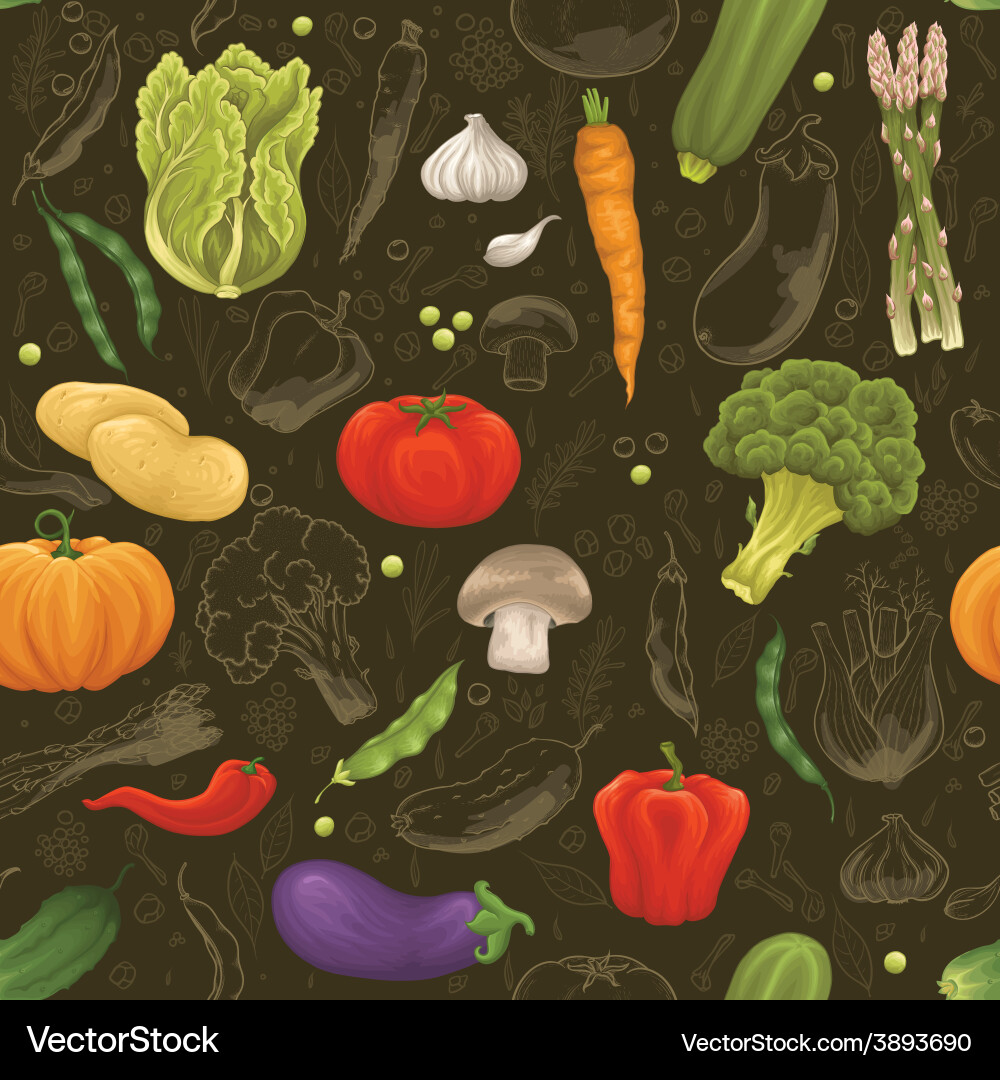 Vegetable seamless pattern Royalty Free Vector Image