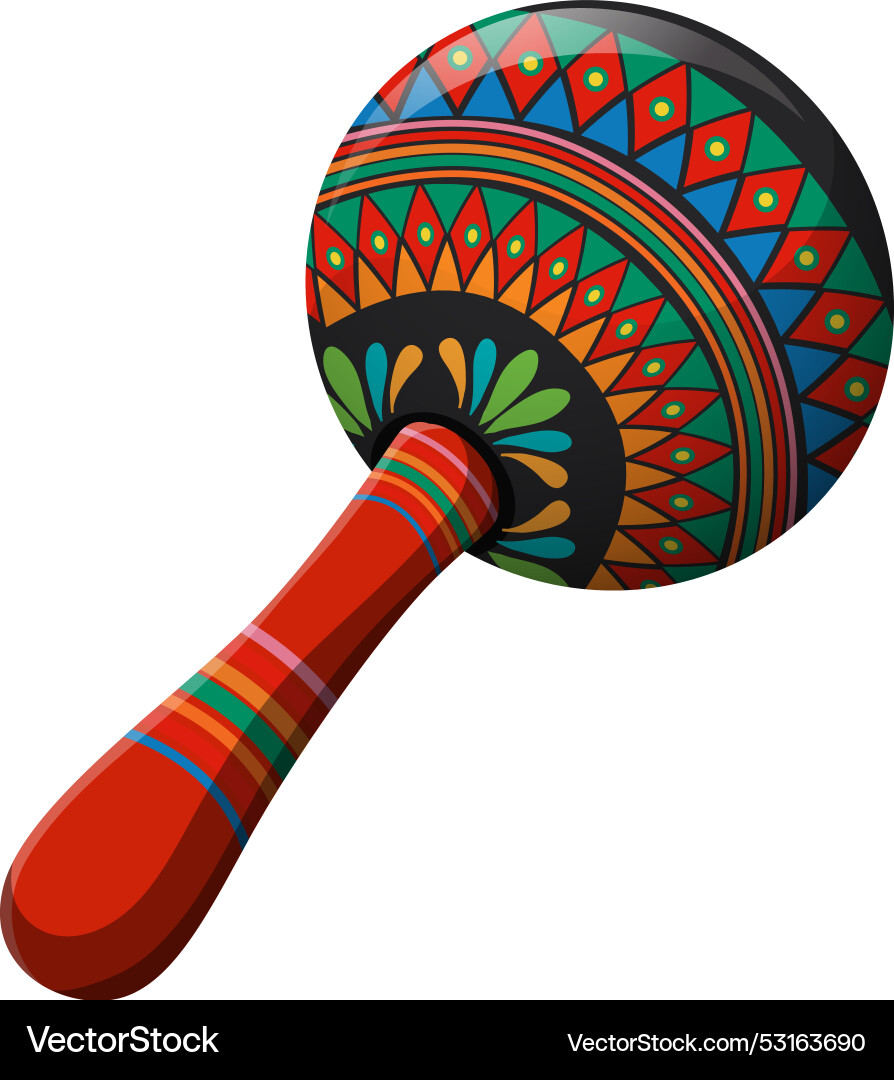 Vibrant maraca with traditional mexican patterns Vibrant maraca with traditional mexican patterns vector image