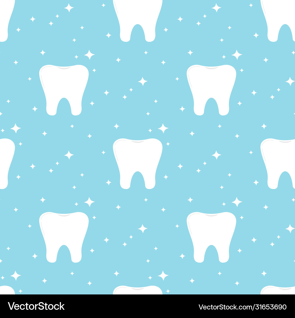 White tooth with sparkles seamless pattern White tooth with sparkles seamless pattern Vector Image