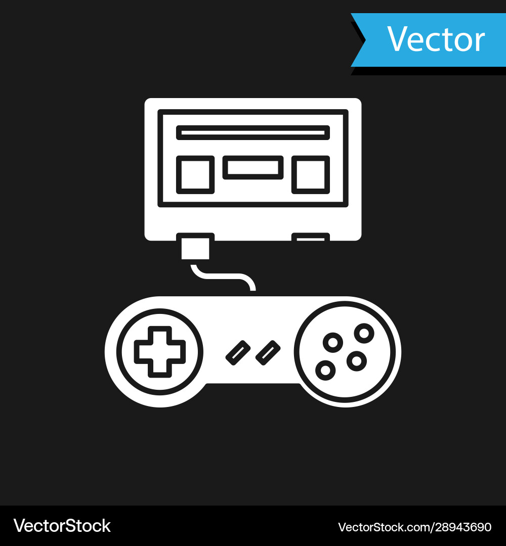White video game console with joystick icon White video game console with joystick icon Vector Image