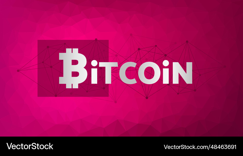 Bitcoin sign poly background triangle network vector image