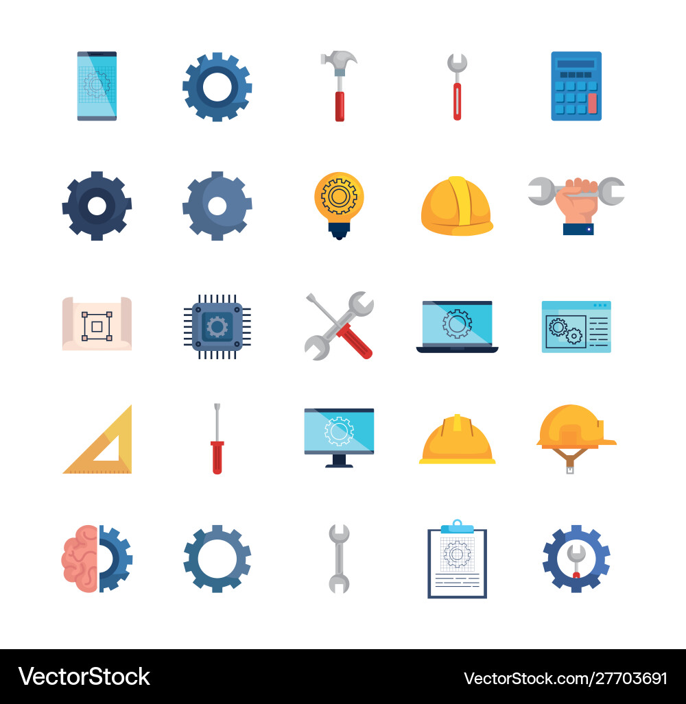Bundle engineering set icons Bundle engineering set icons vector image