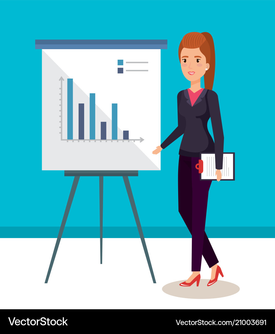 Businesswoman with paperboard training avatar Businesswoman with paperboard training avatar vector image