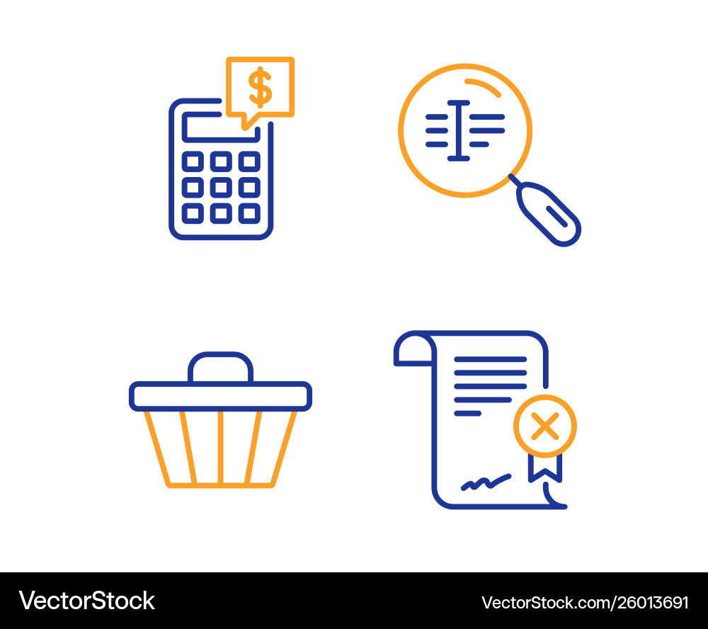 Calculator shop cart and search text icons set Calculator shop cart and search text icons set vector image