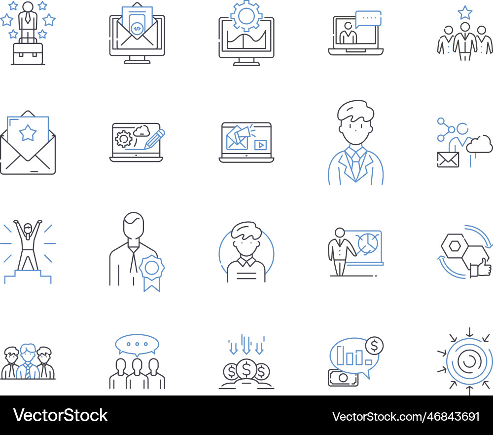 Competency mapping line icons collection skills Competency mapping line icons collection skills vector image