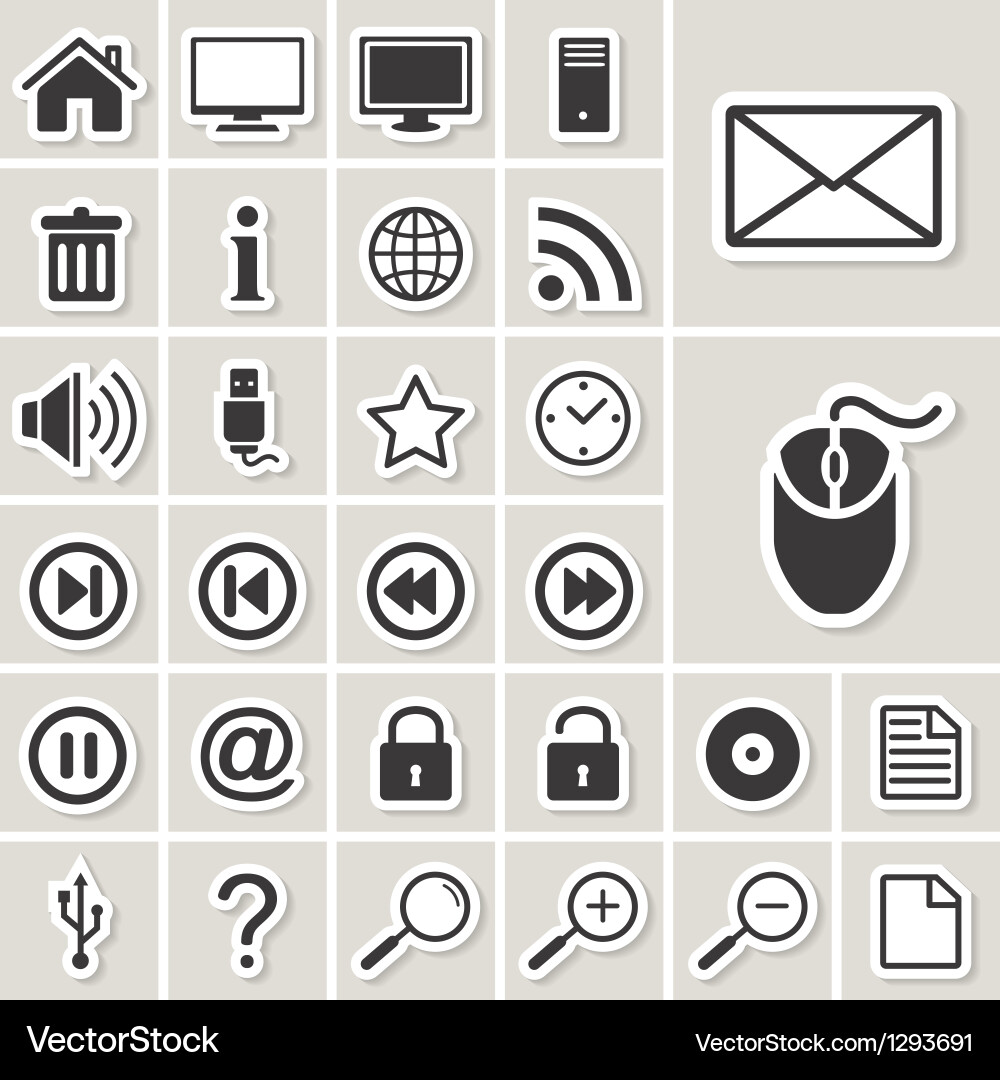 Computer and internet web icons set vector image