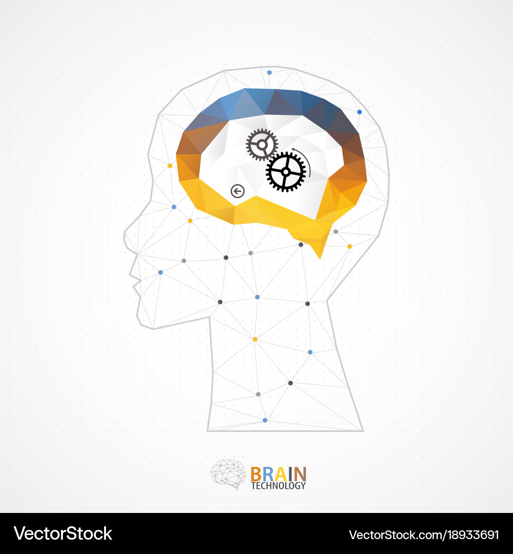 Creative brain concept background with triangular vector image