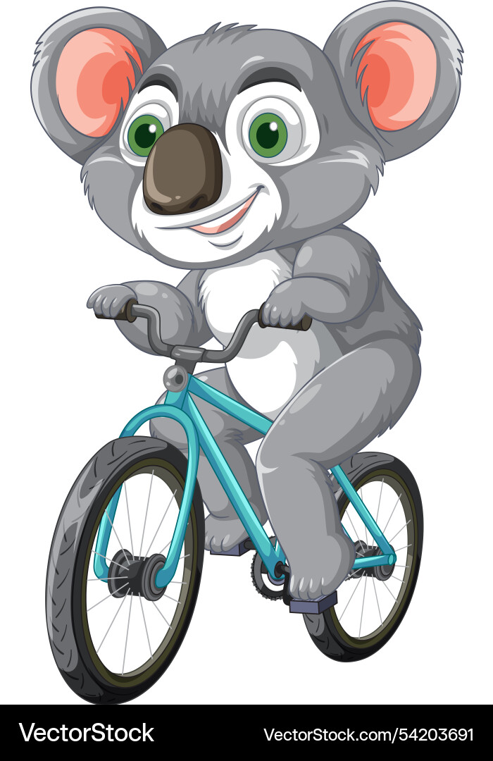 Cute koala happily cycling on a blue bike Cute koala happily cycling on a blue bike vector image