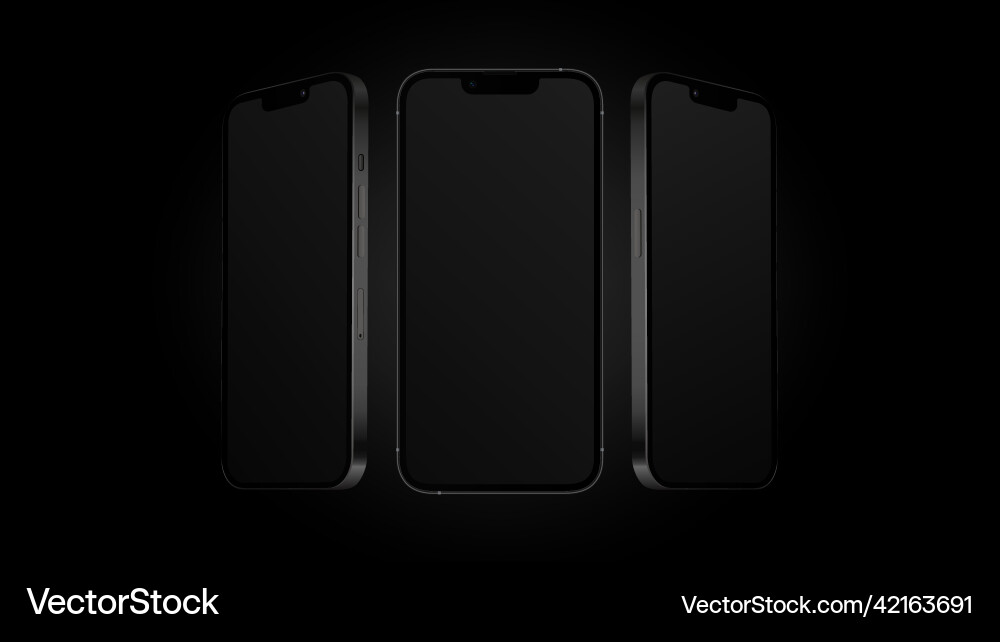 Dark smartphone template from different angles Dark smartphone template from different angles vector image