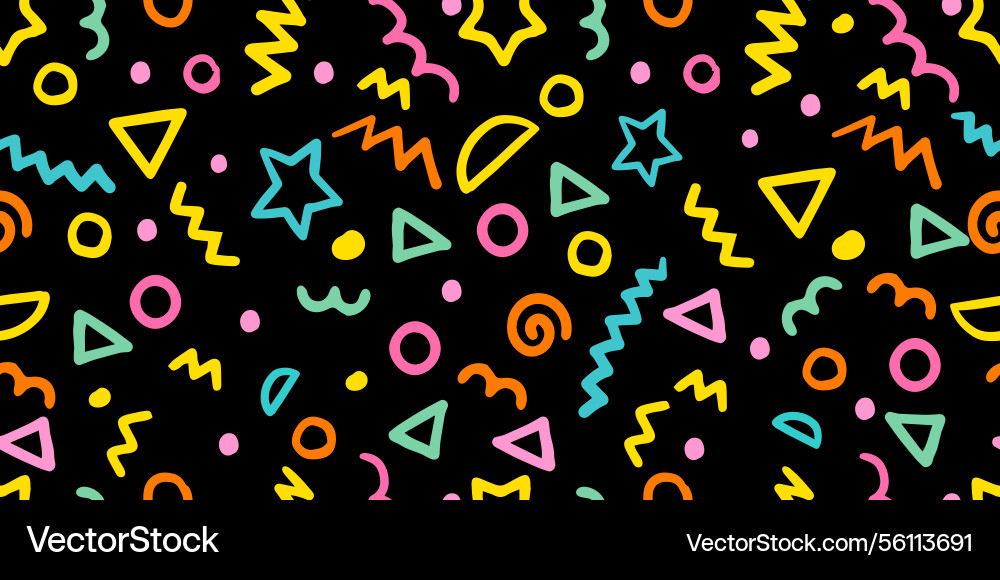 Fun simple colorful pattern on black background Vector Image