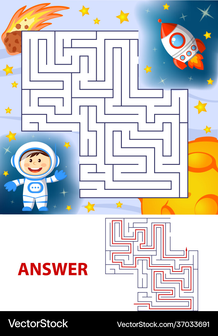 Help cosmonaut find path to rocket Help cosmonaut find path to rocket vector image