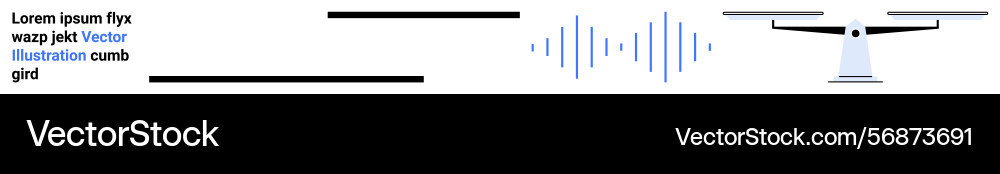 Horizontal digital sound wave flowing between text Horizontal digital sound wave flowing between text vector image