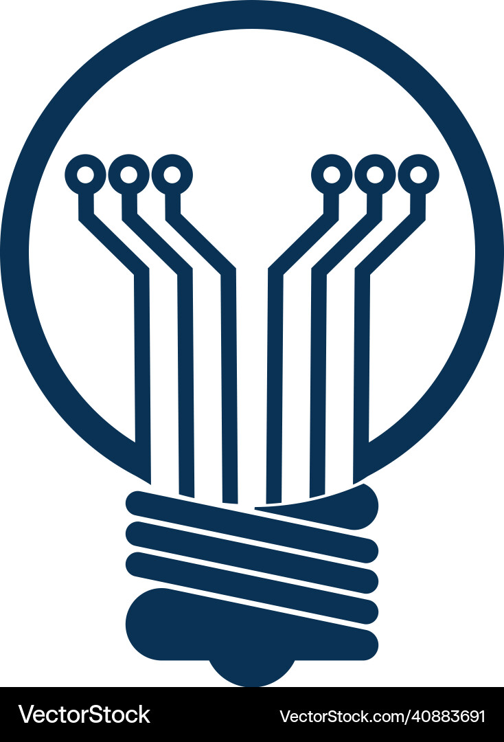 Light bulb idea icon with circuit board inside vector image
