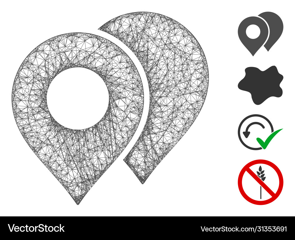 Map markers web mesh Map markers web mesh vector image