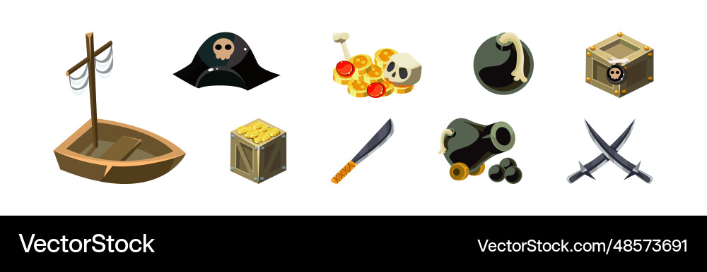 Pirate adventure game icon and element set Pirate adventure game icon and element set Vector Image