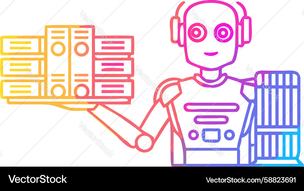 Robot assistant organizing documents ai Vector Image
