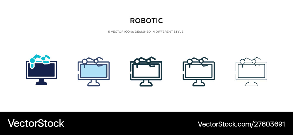 Robotic icon in different style two colored Robotic icon in different style two colored vector image