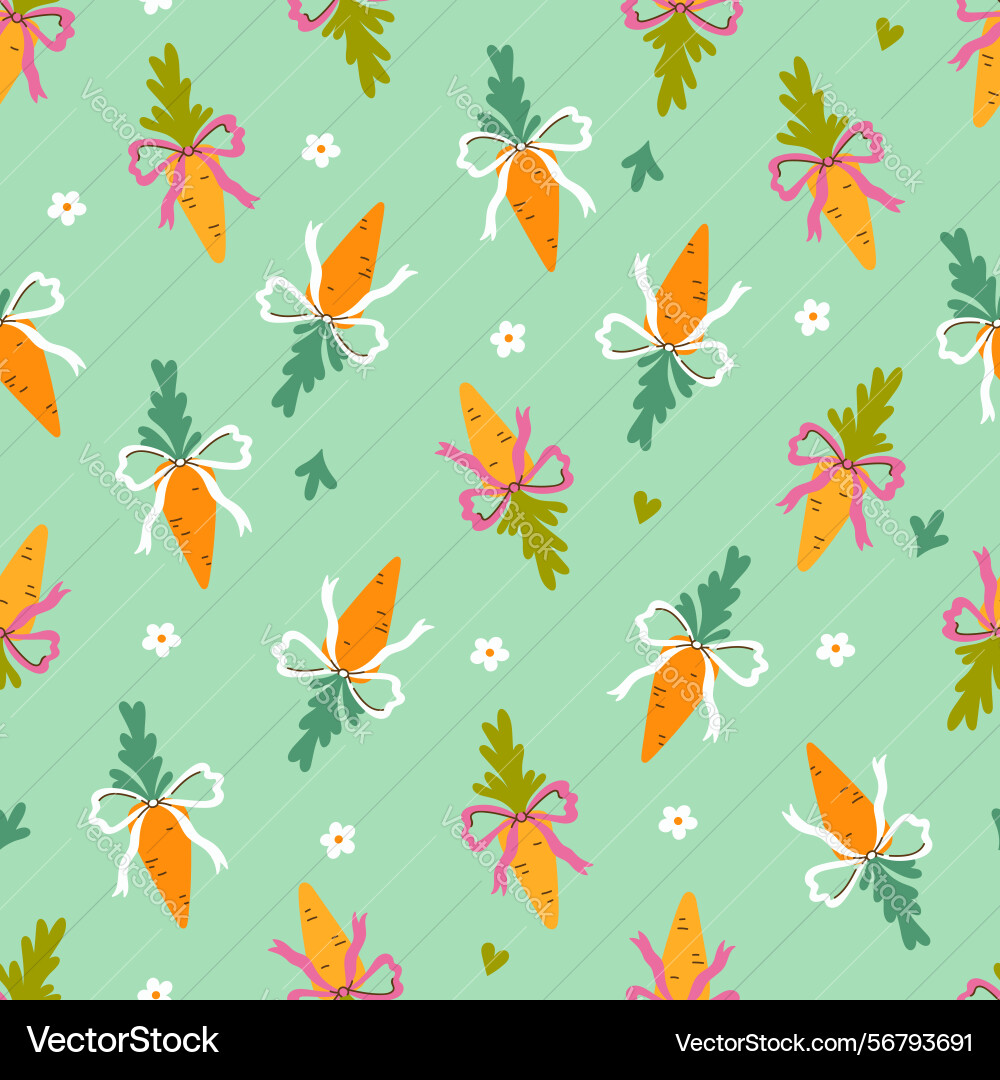 Seamless pattern with carrots and bows Seamless pattern with carrots and bows vector image