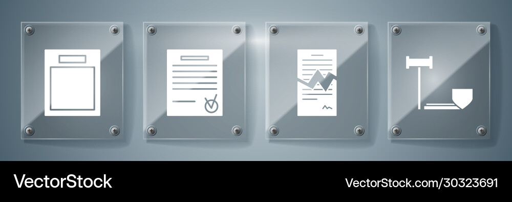 Set judge gavel with shield torn contract Set judge gavel with shield torn contract vector image