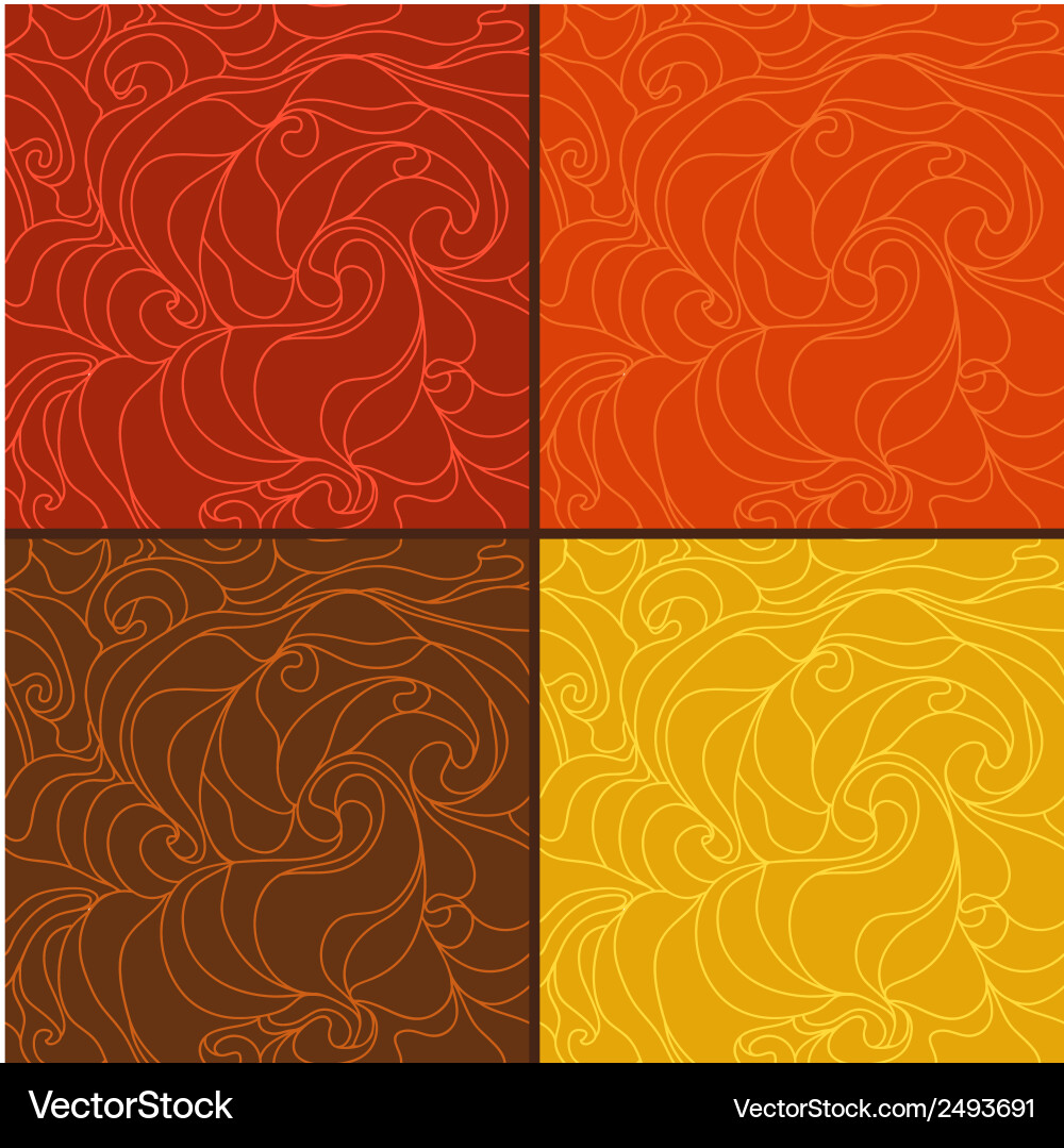 Set of abstract seamless patterns with waves vector image