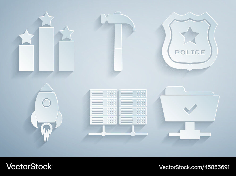 Set server data web hosting police badge Set server data web hosting police badge vector image