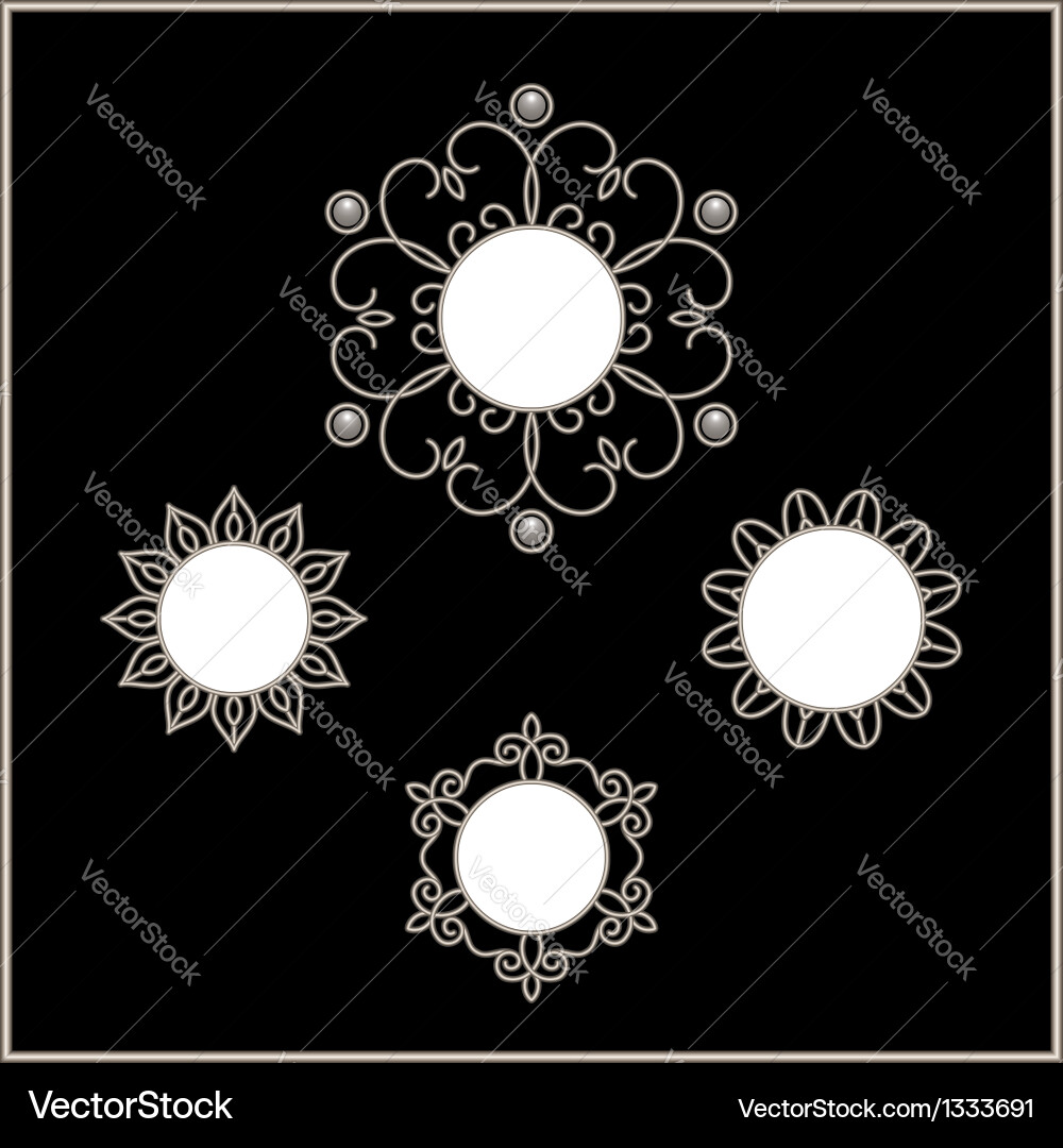 Silver vignette set vector image